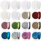 16 Jars Chrome Nail Powder Kit - White Pearl  Silver Metallic  Holographic Dip F