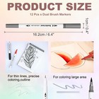 12pack Dual Brush Markers  Gray Watercolor Fine And Brush Tips Pens