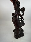 Chinese 24    H Carved Wood Guanyin Holding Scepter Haddwood Guan Yin Kwan Yin