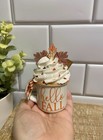 Cute Fall Mini Ceramic Mug Faux Fake Whipped Cream Tiered Tray Decoration