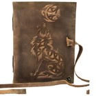Vintage Leather Journal  Notebooks     Wolf Embossed  5-pack  7x5   200 Pages