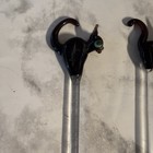 Vintage Black Cat Glass Cocktail Stirrers Handblown Swizzlesticks Mcm Halloween   