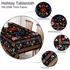 Mexican Tablecloth Round 70 Inch  Cinco De Mayo Flower Skull Table Cloth Fies   