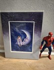 Fantasy Fairy Art Print poster - Girl Sitting On Crescent Moon