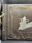 Vintage 1940   s Era Leather Bound Scrapbook   Photo Album With Pictures   Dates