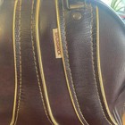 Vintage 80s Brunswick Leather Bowling Bag B Double Handles With Gold Inlays 