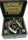 Antique Sextant Nautical Brass Astrolabe Working Marine Vintage Box For Gift