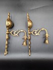 2 Solid Brass Wall Sconces Taper Candle Holders Ornate Mid Century Vtg Heavy
