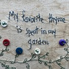 Nancy Evers Handmade Embroidered Garden Button Art 2001 Green Frame 12 x10 75 
