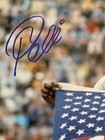 Pele Signed Oversized 11x14 Color Photo     Soccer Legend With Usa Flag      Psa