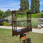 Vintage Pagoda Wall Shelf Chinoiserie Fretwork Display Rack 2 Drawers Mahogany