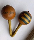 Vintage Maracas Hand Painted   Carved Gourd Souvenir Guatanamo Bay Cuba Gitmo