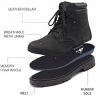 Kingstone Men Leather Work Boots Water Slip Resistant Rugged Construction Shoes
