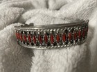 Vintage Native Needlepoint Coral Cuff Bracelet 
