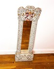 Vintage Barong Naga Balinese Hand Carved Wood Mirror White Folk Art Indonesia
