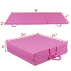 Pu Leather Gym Mat Fitness Exercise Tri-fold Tumbling Arts Workout Pink