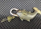 Old Chinese Bronze Copper Handmade Fish Lock And Key
