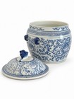 Chinese Blue And White Porcelain Jar W  Lid  Foo Dog Chinoiserie Rice Ginger Jar