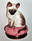 Halcyon Days English Enamel Box - Siamese Cat Bonbonniere - Kitten - Kitty