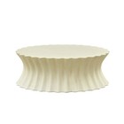 35 04  Oval Coffee Table Vintage Sturdy Fiberglass No Assembly Beige