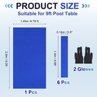 9ft Billiard Cloth Pool Table Felt Kit With 6 Cloth Strips And 2 Gloves  Blue