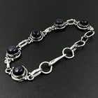 925 Sterling Silver Black Onyx Gemstone Jewelry Chain Bracelet