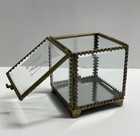 French Antique Ormolu Vitrine Jewelry Trinket Vanity Box Casket Beveled Glass    m