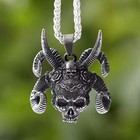 Gothic Multi-horned Skull Stainless Steel Detailed Silver Pendant Jewelry