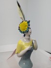 3 75  Antique German Bisque Half 1 2 Doll Lady 3614 Art Deco W  Feather Cc3