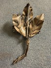 Sterling 925 Sterling Silver Floral Leaf Brooch Pin Brown Cabochons 3in