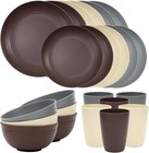 24 Piece Plates And Bowl Set For 8  Dinnerware Dish Set For Kitchen