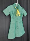 Vtg Girl Scouts Green Uniform Dress W Belt   Yellow Bow 32  Bust Girls Size 12 