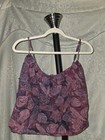 Women   s Purple Floral Camisole Tank Top Spaghetti Straps   Fits Like A Size M