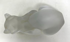 Lalique Frosted Crystal Crouching Cat Sculpture Large 9  Vintage Signed France