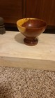 Vintage Hand Turned Mesquite Wood Pedestal Bowl  Artist Signed