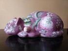 Plum Colored Floral Porcelain Cat