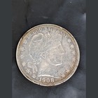 1908-d Barber Half Dollar Silver 50 Cent Coin Vg  f Nearly Full Liberty       