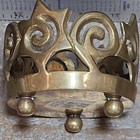 Vtg Solid Brass Footed Candle Holder Stars Swirls Rare Style  Org  Price Sticker