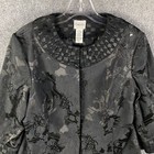 Chico s Jacket Women s 1 Blazer Black Floral Polyester Blend Adults