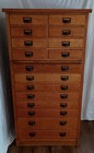 Antique Arts   Crafts Oak 16 Drawer Flat File Cabinet Or Chest Of Drawers 1900 s