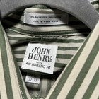 John Henry Dress Shirt Athletic Fit Mens 16 5 32 33 Green Striped Vintage 70 s
