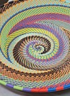 African Zulu Imbenge Telephone Wire Woven Basket Bowl Rainbow Swirl 8 Inch Vtg