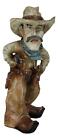Old World Rustic Western Vintage Old Grit Cowboy With Guns Blazing Statue