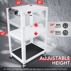 Height Adjustable 3-layer Media Rolling Av Cart W  Power Strip casters White