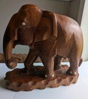 Vintage Large And Heavy Hand Carved Wooden Elephant Statue Solid Wood 10    X 10   