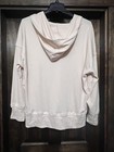Nwt Pullover Waffle Knit Long Sleeve Hoodie Button Top Oversized Xl Women   s