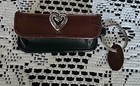 Brighton Leather Lipstick Case Vintage Brown   Black Lipstick Holder With Mirror