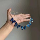 Vintage Blue Enamel Butterfly Necklace Choker Pendant Gothic Style Jewelry