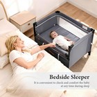 Portable Playpen Pack Play Bassinet 3in1 Foldable Crib Deep Grey 819 Mtwml Baby