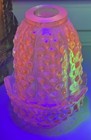Vintage Wilkerson Glass Fairy Lamp  Blue Hobnail Uv Glow Pink orange  Euc